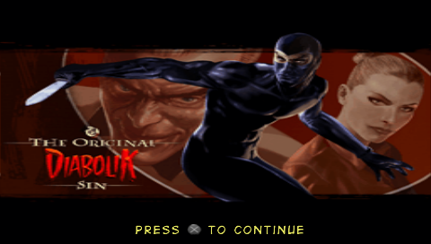 Diabolik: The Original Sin title screen for PSP